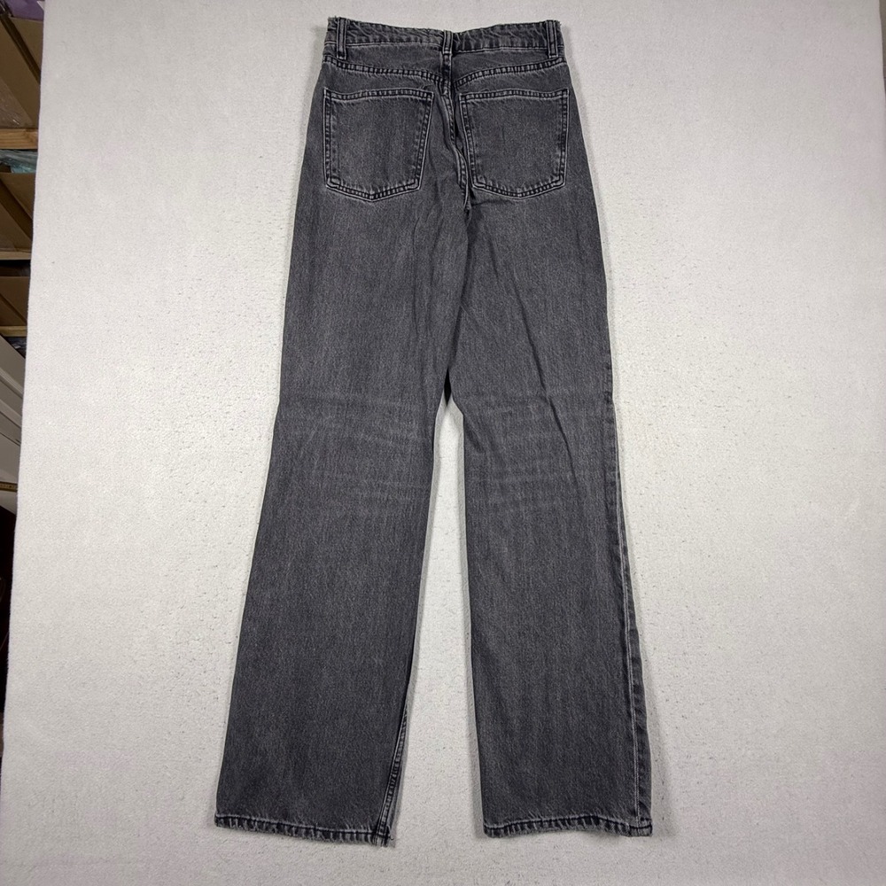 Zara High Waisted Wide Leg Jeans Faded Black Denim Womens Size 0 US 25 Waist - Picture 3 of 9